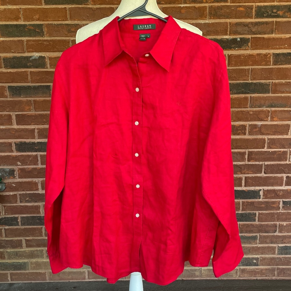 Lauren/Ralph Lauren - Women's XL 100% Red L/S